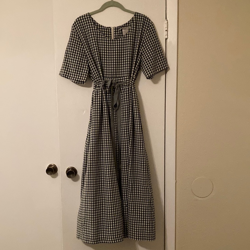 vintage green gingham maxi dress